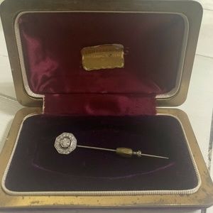 Estate Vintage 14k .75ct Diamond Lapel Hat Pin
